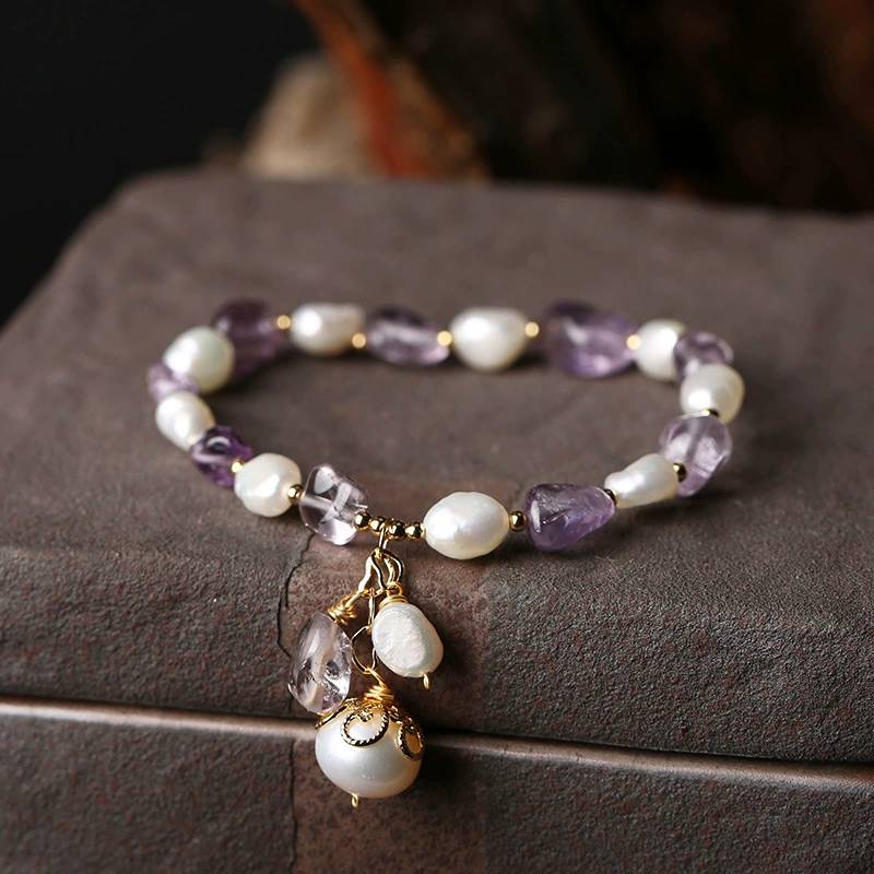 Pearl Harmony Amethyst Kristall Armband