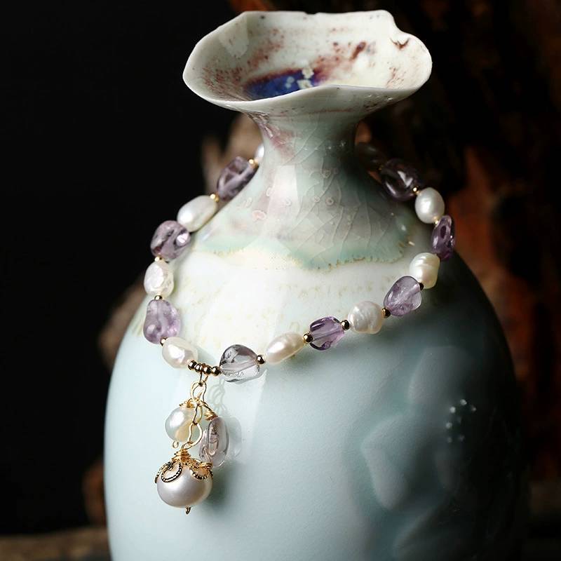 Pearl Harmony Amethyst Kristall Armband