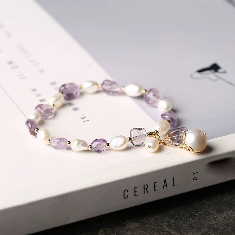 Pearl Harmony Amethyst Kristall Armband