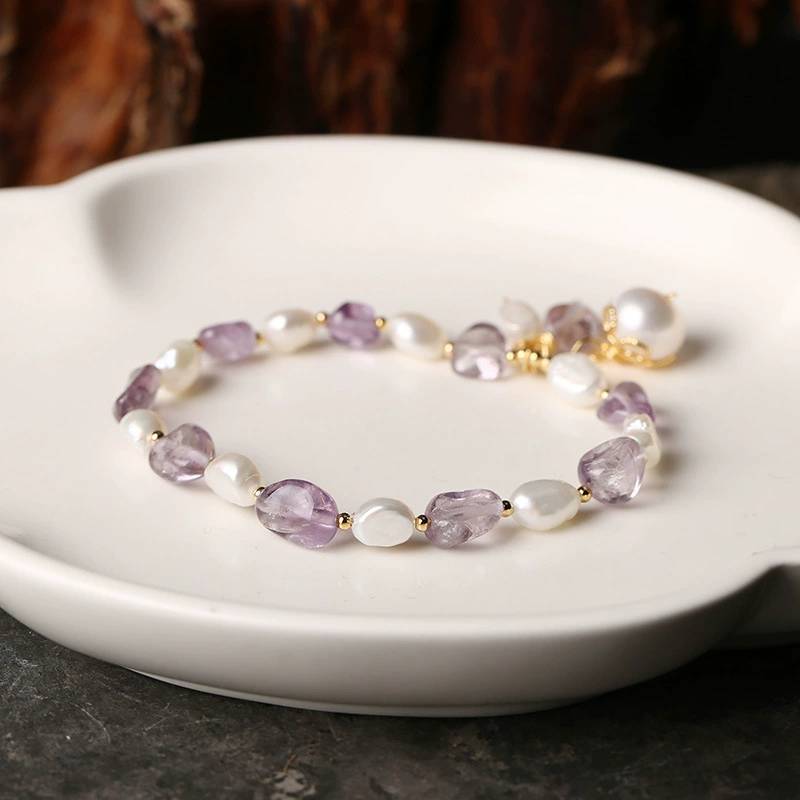 Pearl Harmony Amethyst Kristall Armband