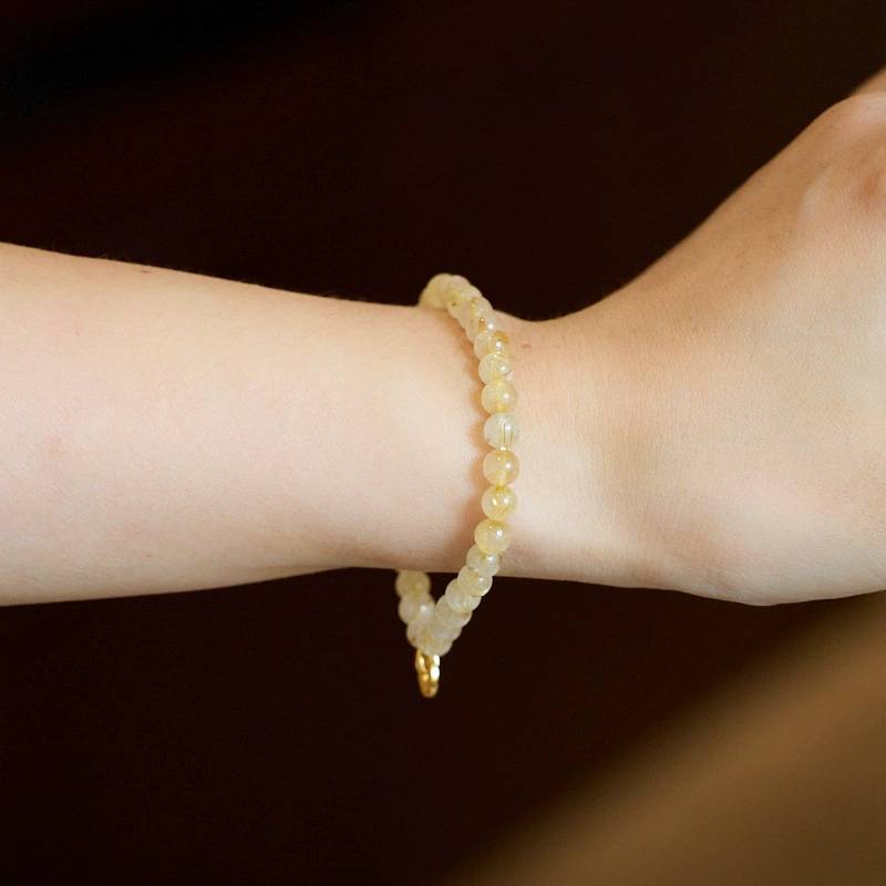 Sunlit Aurum Rutilated Quartz Crystal Bracelet