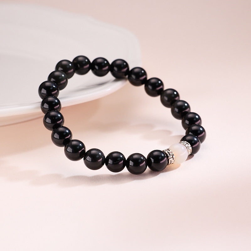 Black crystal guardian shield bracelet for protection