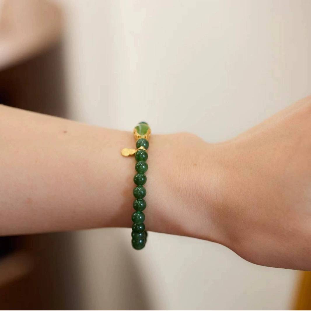 Glückskürbis Grünes Jade Kristall Armband