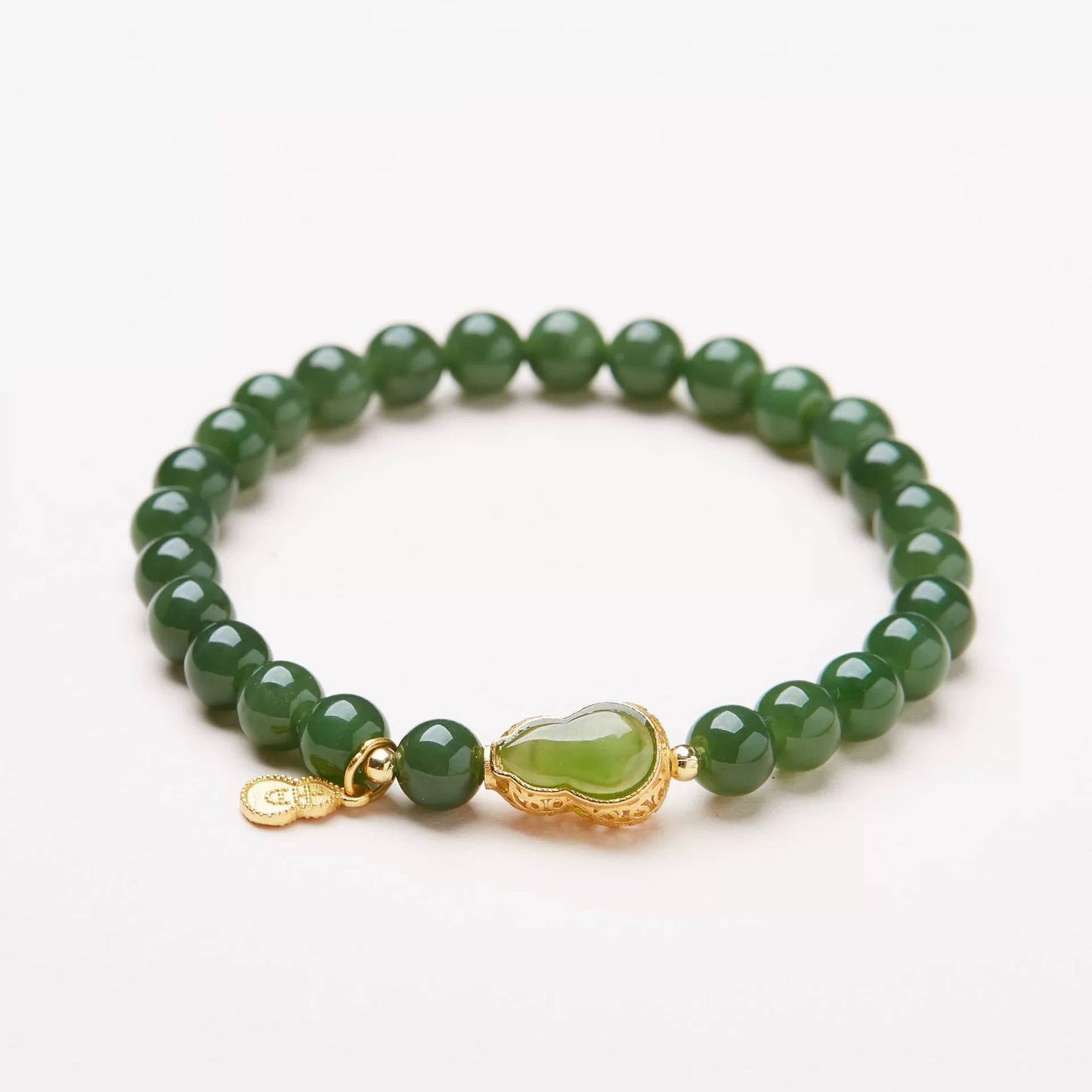 Glückskürbis Grünes Jade Kristall Armband