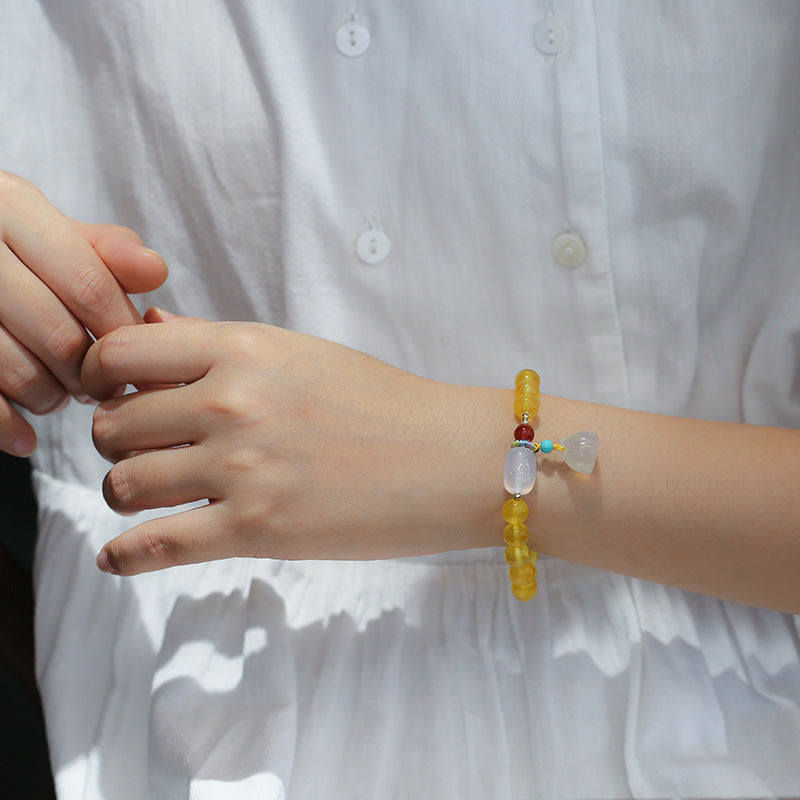 Golden Bloom Agate Crystal Bracelet