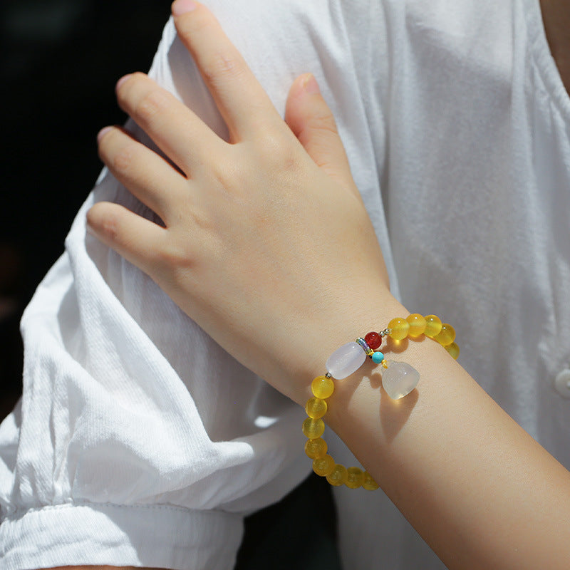 Golden Bloom Agate Crystal Bracelet
