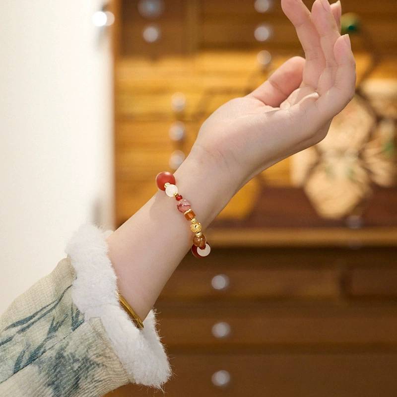 Blossom Radiance Matte Red Agate Crystal Bracelet