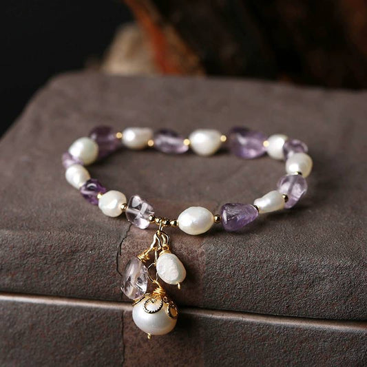 Pearl Harmony Amethyst Kristall Armband