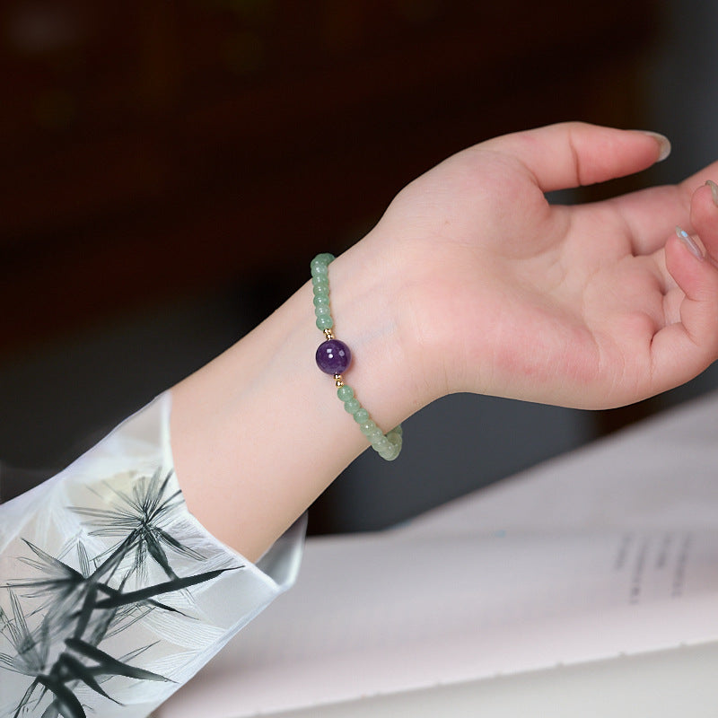 Tranquil Forest Amethyst & Green Aventurine Crystal Bracelet