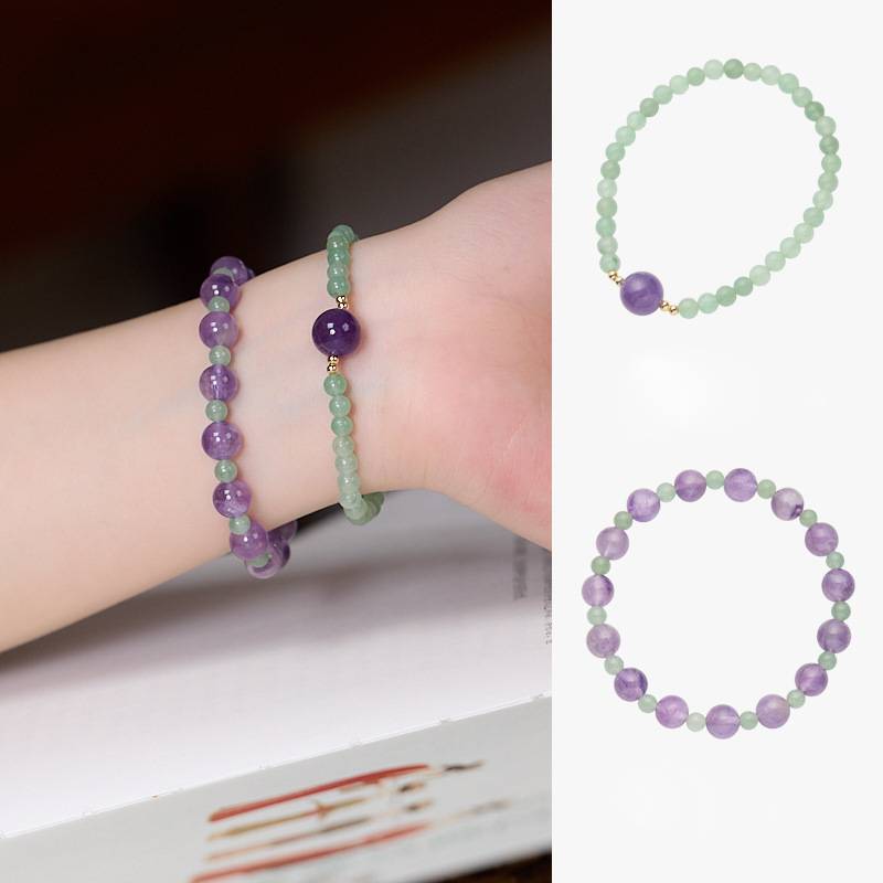 Tranquil Forest Amethyst & Green Aventurine Crystal Bracelet