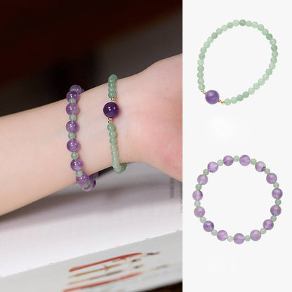 Tranquil Forest Amethyst & Green Aventurine Crystal Bracelet