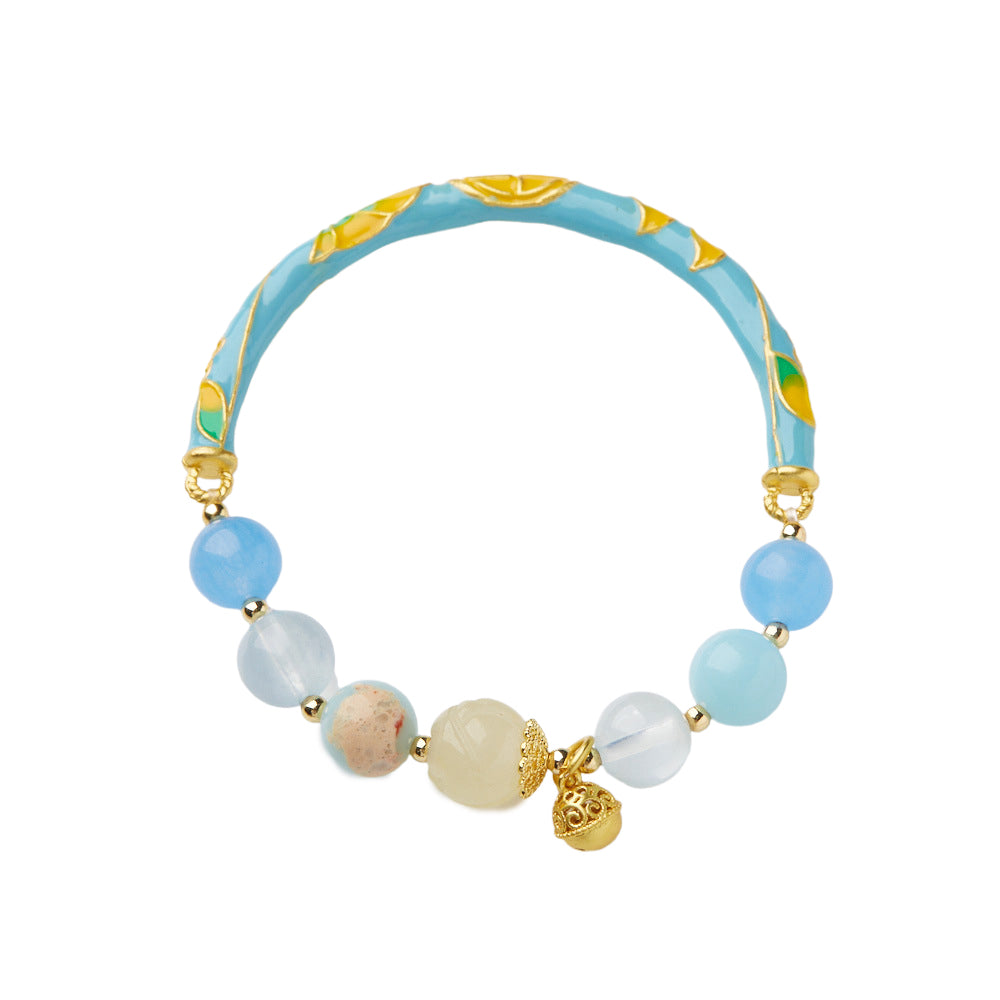 Ocean Lotus Aquamarine Crystal Bracelet