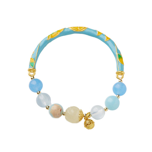 Ocean Lotus Aquamarine Crystal Bracelet