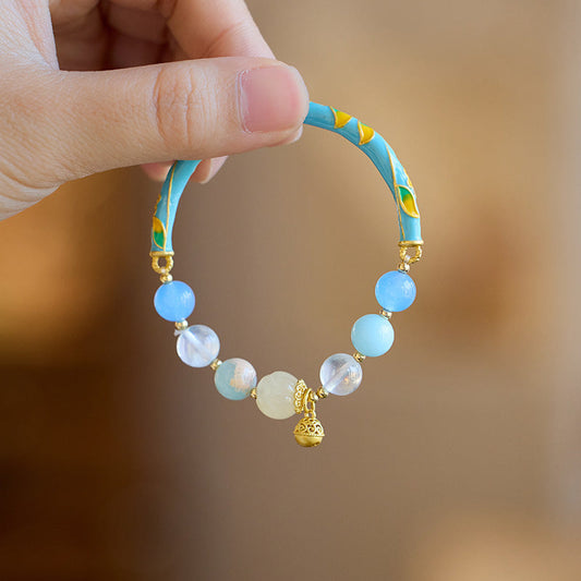 Ocean Lotus Aquamarine Crystal Bracelet