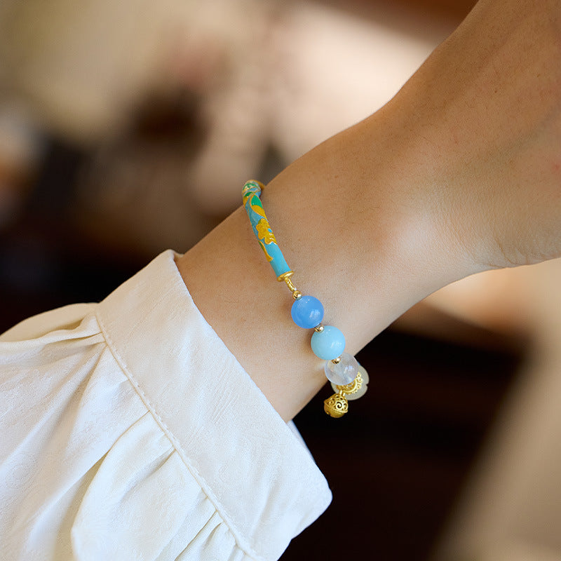 Ocean Lotus Aquamarine Crystal Bracelet