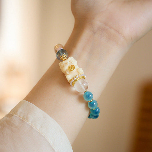 Ocean Blush Blue Lace Agate Crystal Bracelet