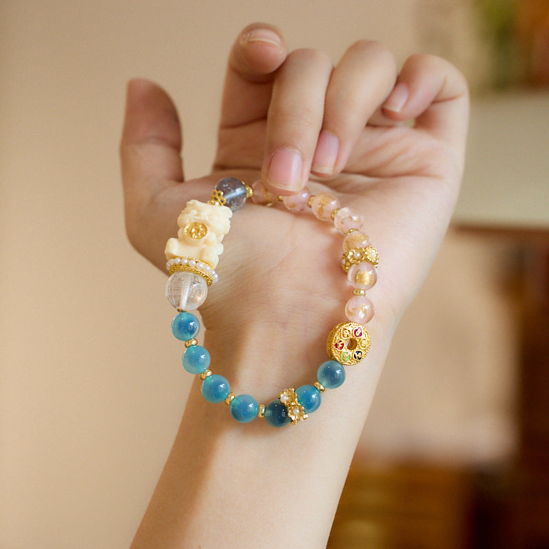Ocean Blush Blue Lace Agate Crystal Bracelet