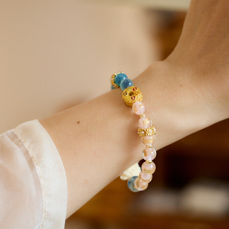 Ocean Blush Blue Lace Agate Crystal Bracelet