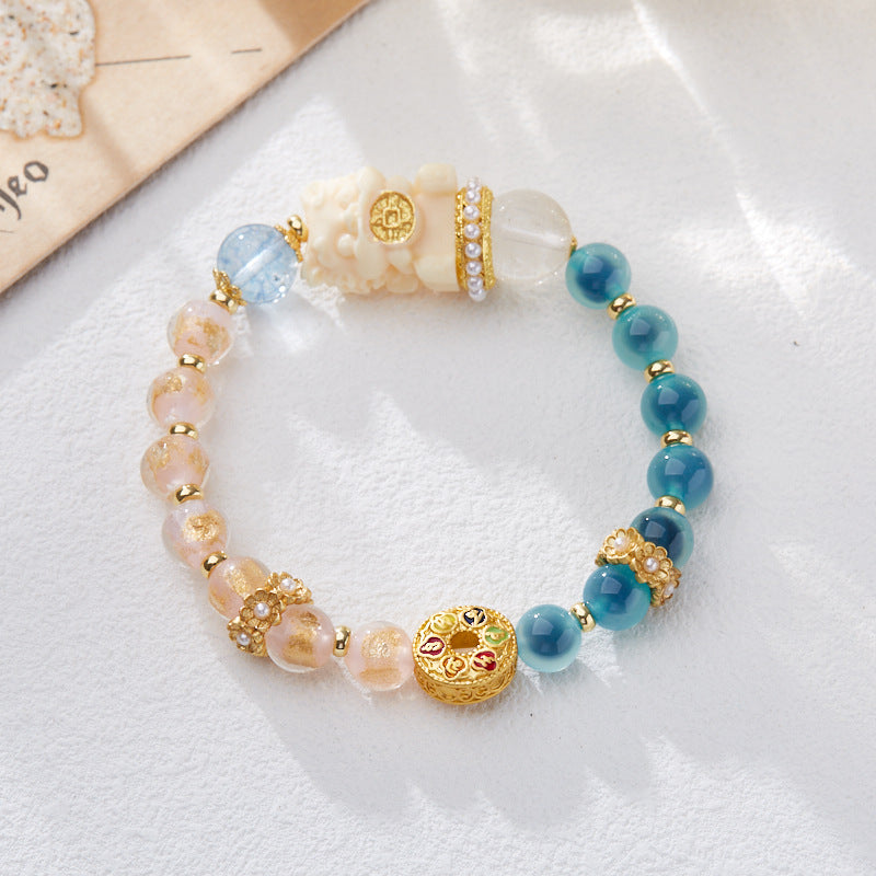 Ocean Blush Blue Lace Agate Crystal Bracelet