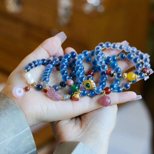 Lagoon Heart Blue Lace Agate Crystal Bracelet
