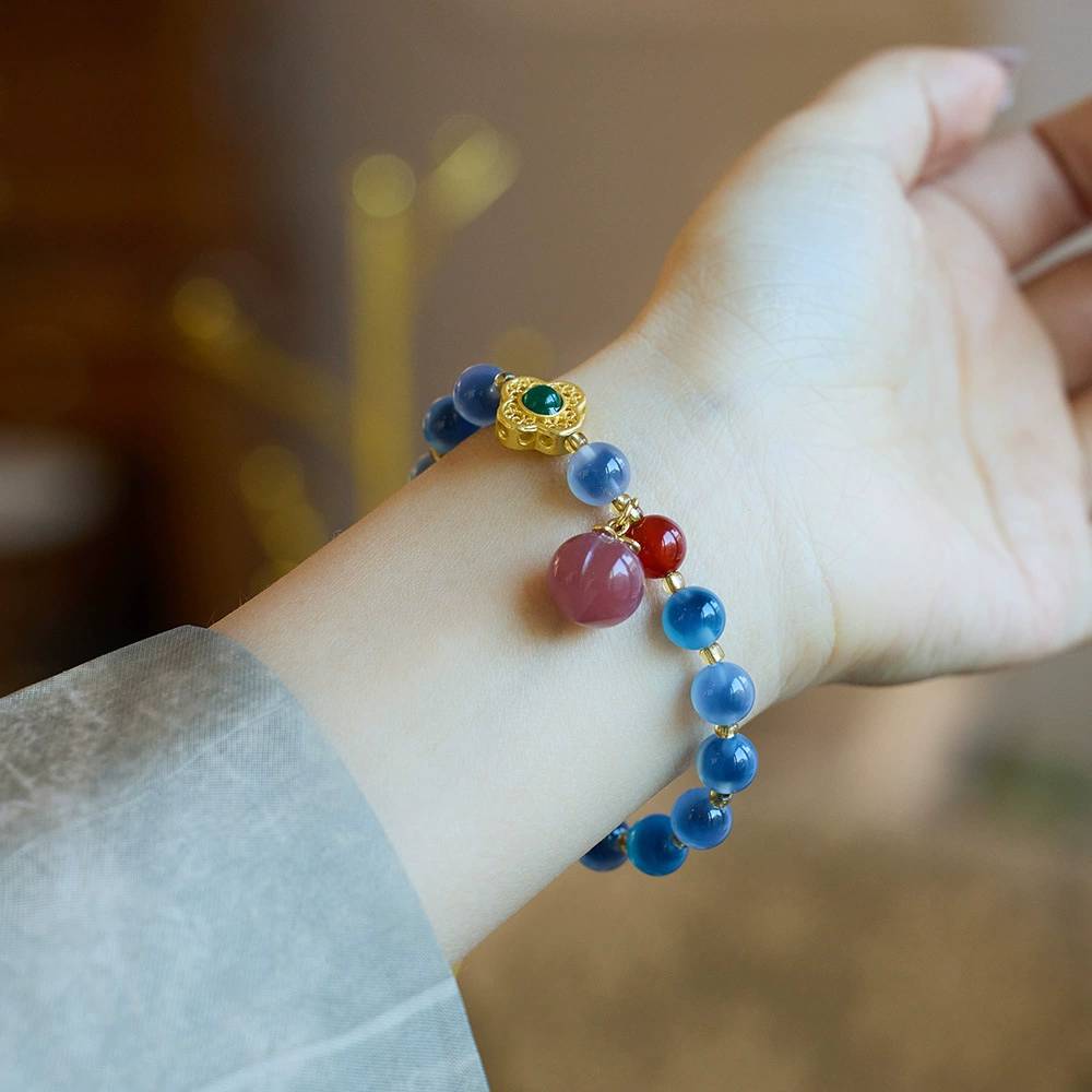Lagoon Heart Blue Lace Agate Crystal Bracelet