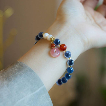 Lagoon Heart Blue Lace Agate Crystal Bracelet