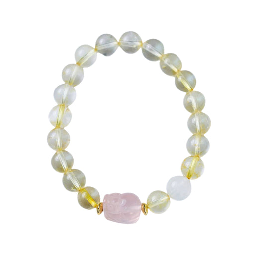 Golden Bliss Citrine & Strawberry Quartz Crystal Bracelet