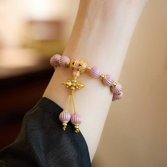 Lavendel-Laternen-Cloisonné-Kristall-Armband