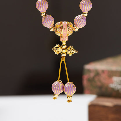 Lavender Lantern Cloisonné Crystal Bracelet