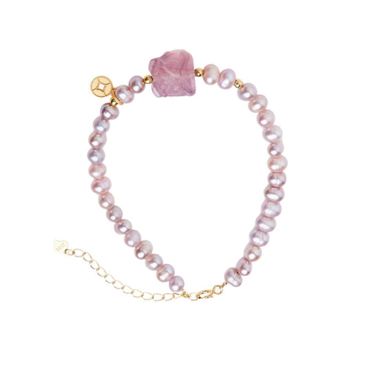 Lavendelfarbenes Mondstrahl-Perlenkristallarmband