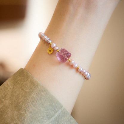 Lavender Moonbeam Pearl Crystal Bracelet