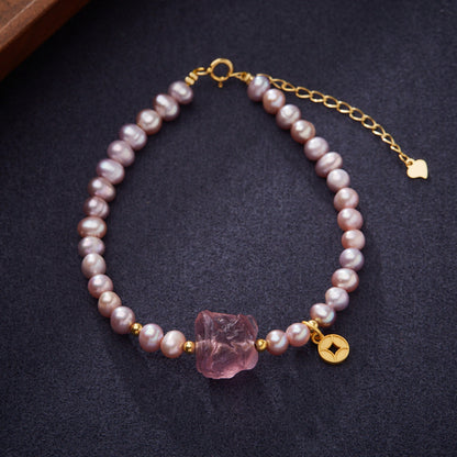Lavender Moonbeam Pearl Crystal Bracelet
