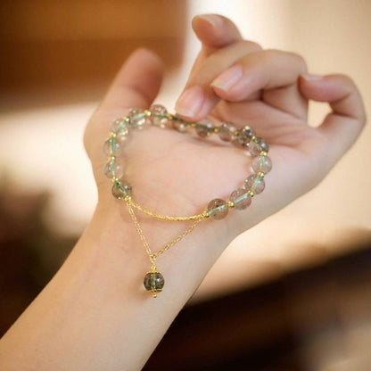 Green Phantom Clear Quartz Crystal Bracelet