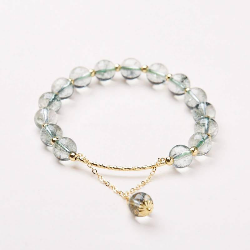 Green Phantom Clear Quartz Crystal Bracelet