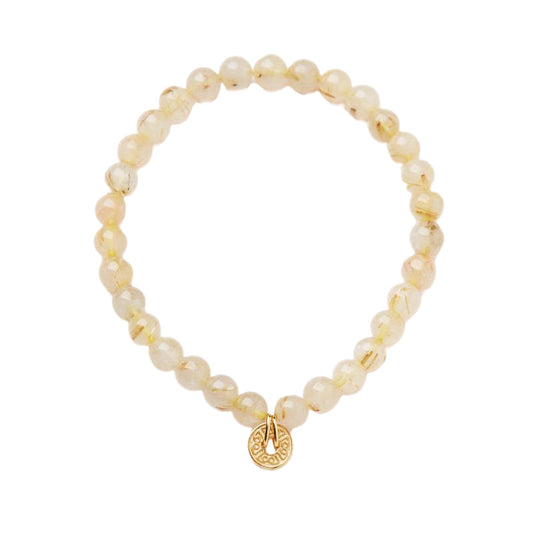 Sunlit Aurum Rutilated Quartz Crystal Bracelet