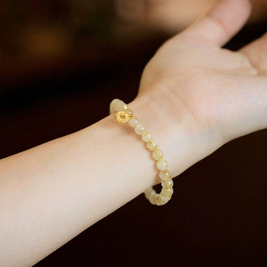 Sunlit Aurum Rutilated Quartz Crystal Bracelet