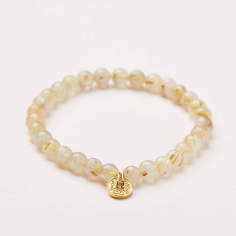 Sunlit Aurum Rutilated Quartz Crystal Bracelet