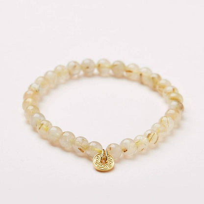 Sunlit Aurum Rutilated Quartz Crystal Bracelet