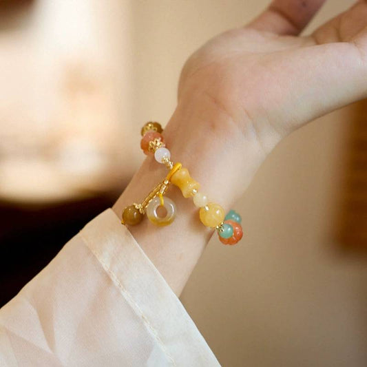 Harvest Harmony Golden Silk Jade Crystal Bracelet