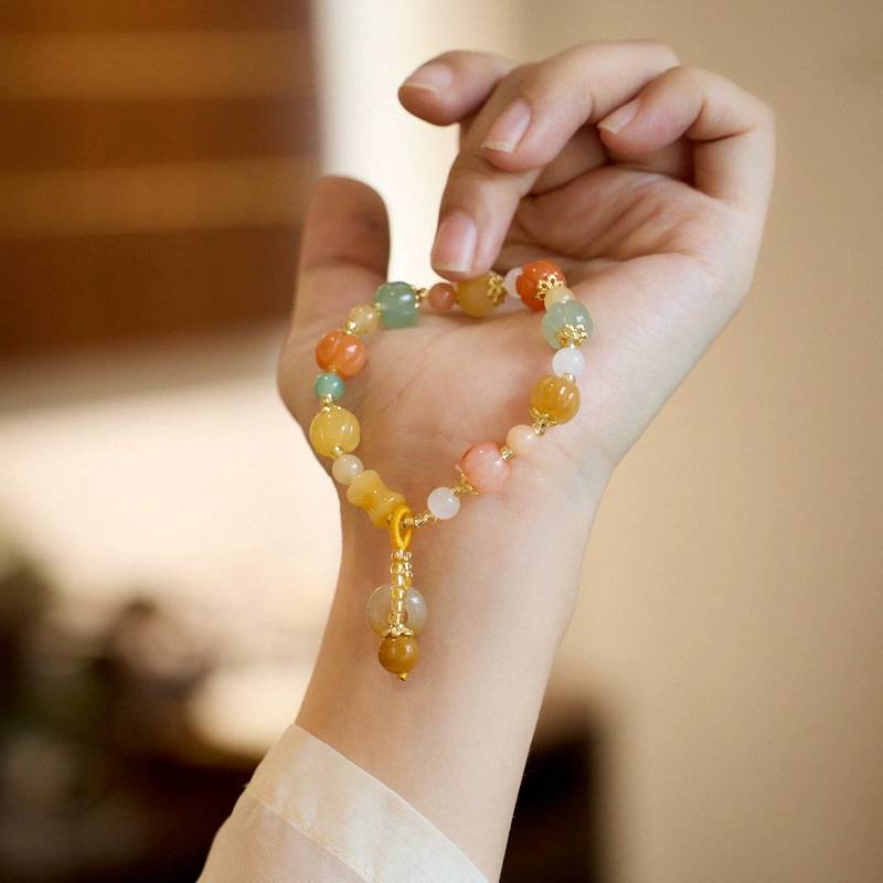 Harvest Harmony Golden Silk Jade Crystal Bracelet