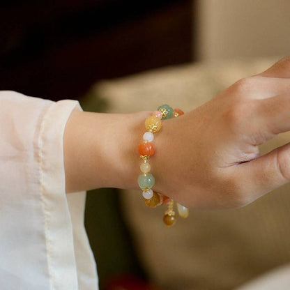 Harvest Harmony Golden Silk Jade Crystal Bracelet