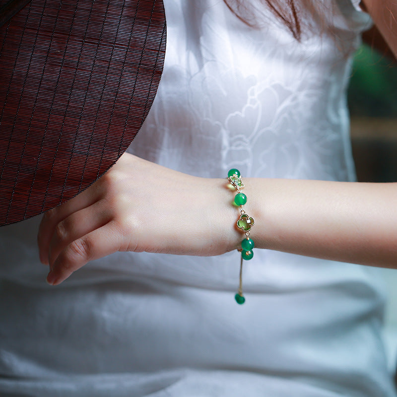 Clover Dream Agate Crystal Bracelet