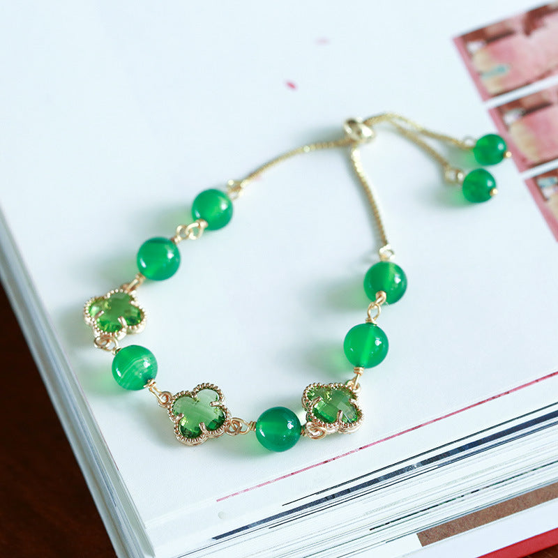 Clover Dream Agate Crystal Bracelet