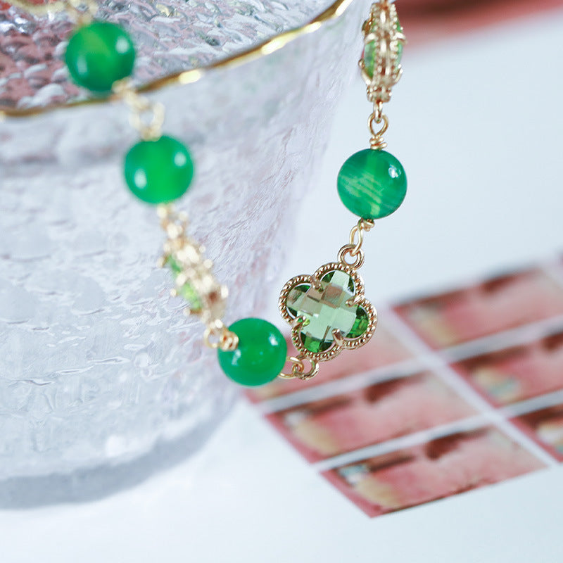 Clover Dream Agate Crystal Bracelet