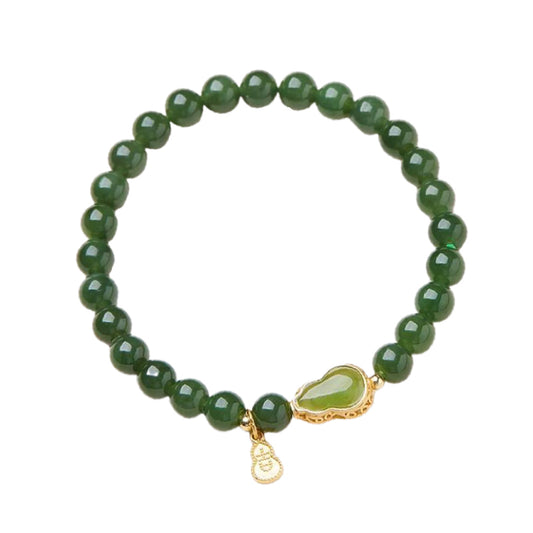 Lucky Gourd Green Jade Crystal Bracelet