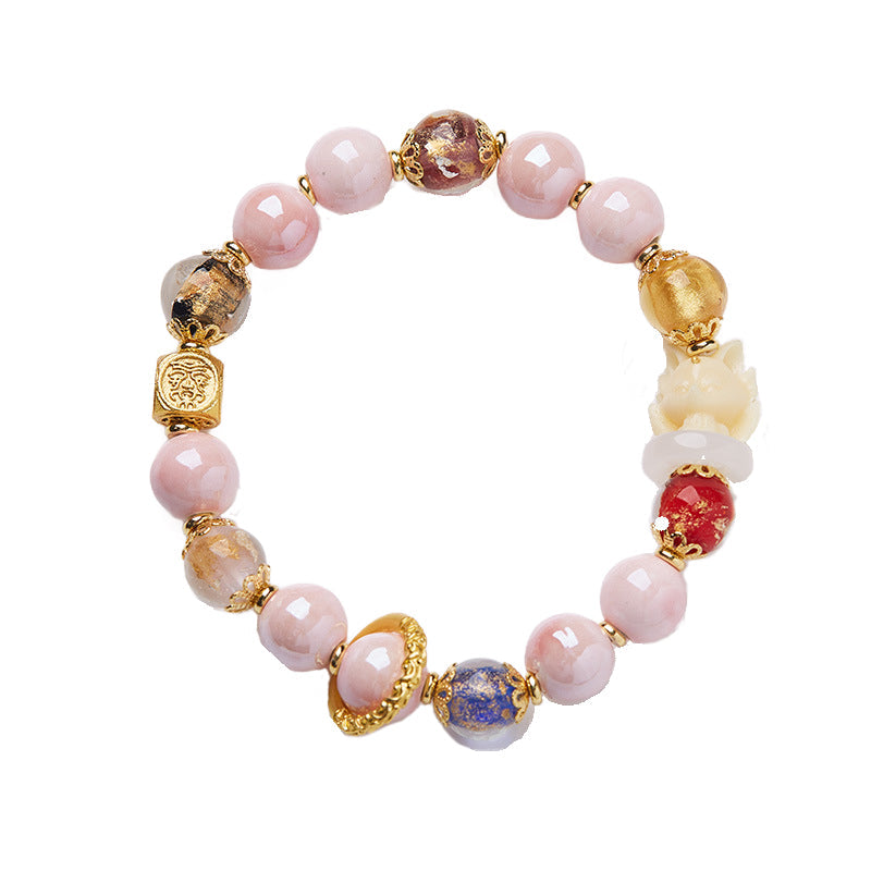 Fox Charm Colored Crystal Glaze Bracelet