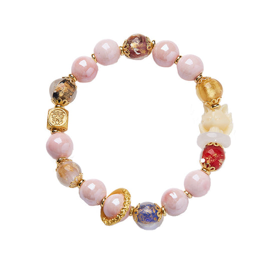 Fox Charm Colored Crystal Glaze Bracelet