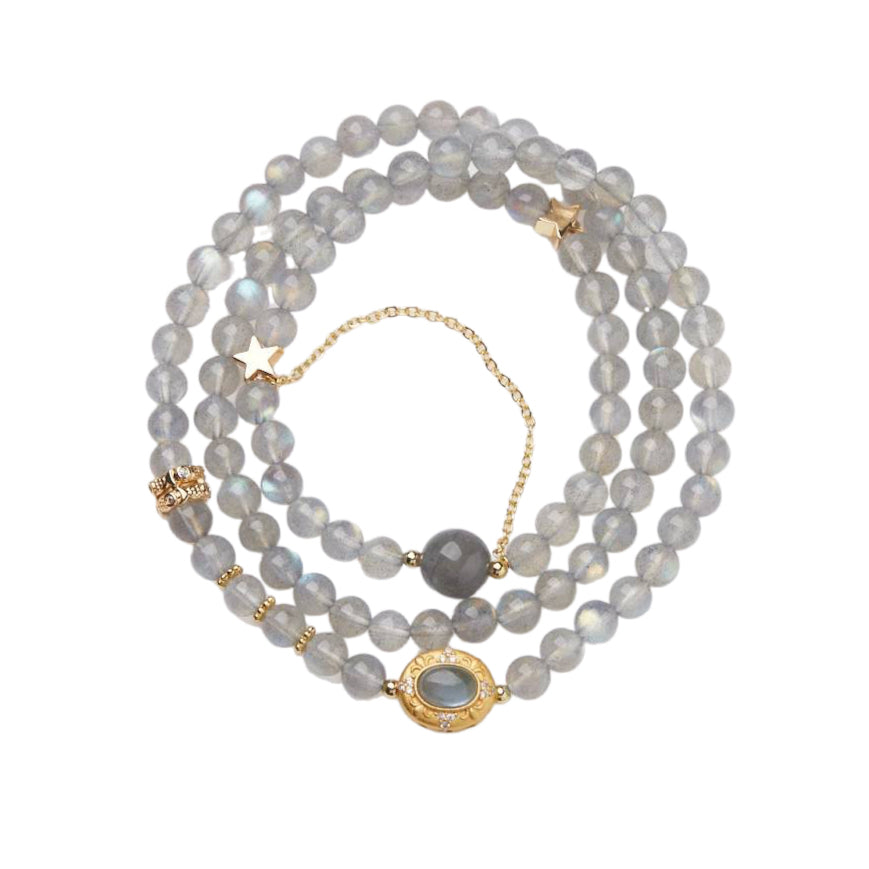 Starlit Reverie Moonstone Triple Wrap Crystal Bracelet