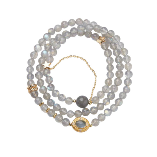 Starlit Reverie Moonstone Triple Wrap Crystal Bracelet
