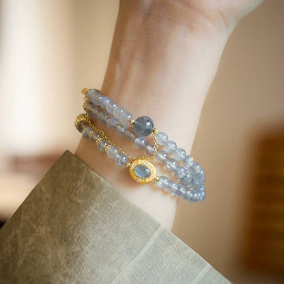 Starlit Reverie Moonstone Triple Wrap Crystal Bracelet